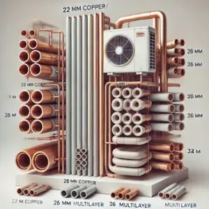 leidinging diameter warmtepomp